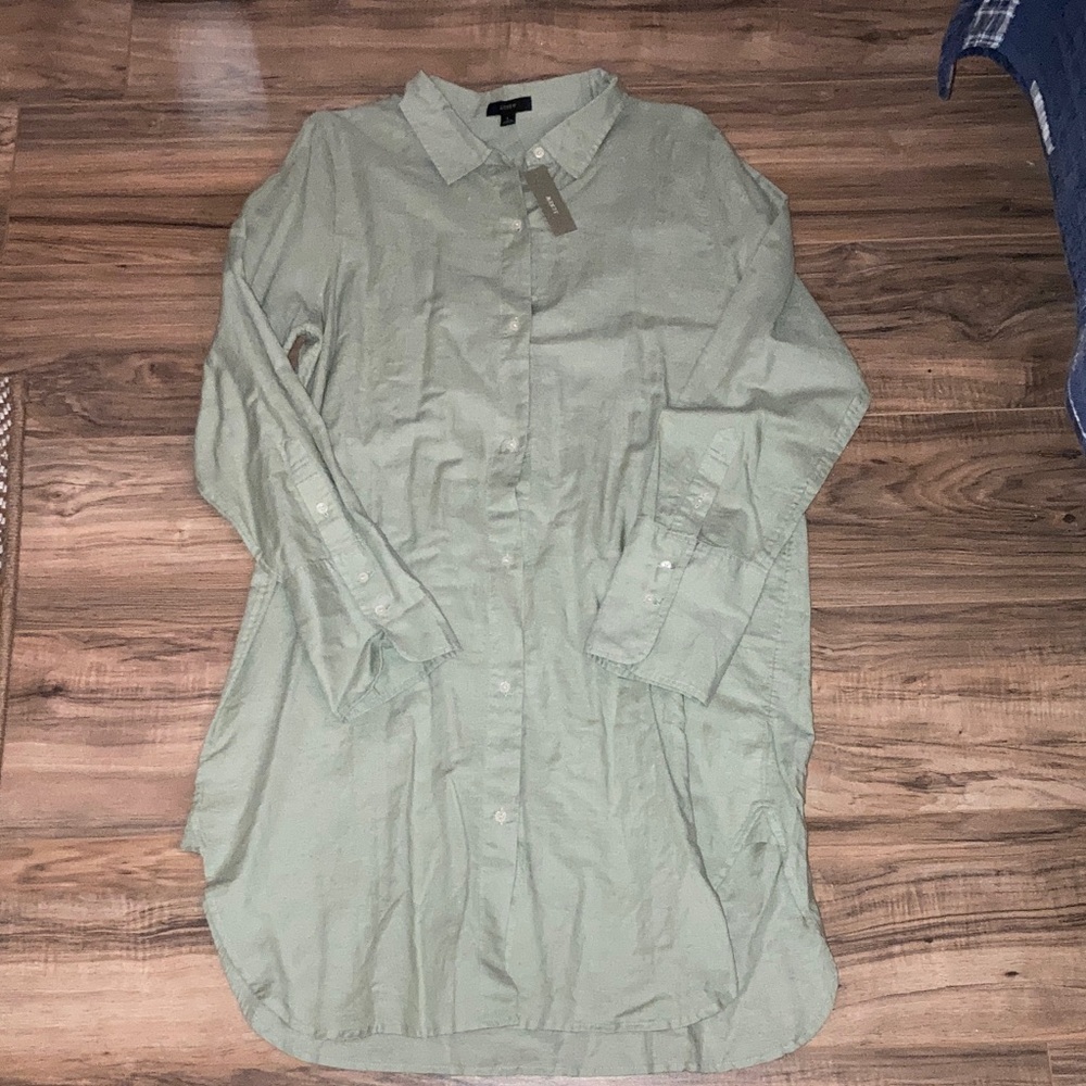 #56. 🆕 NWT - J. CREW - Light Sage Button-Down Shirt Dress